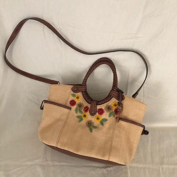 Vintage Fossil Natural Floral Cottagecore Bag Crossbody - Picture 1 of 7
